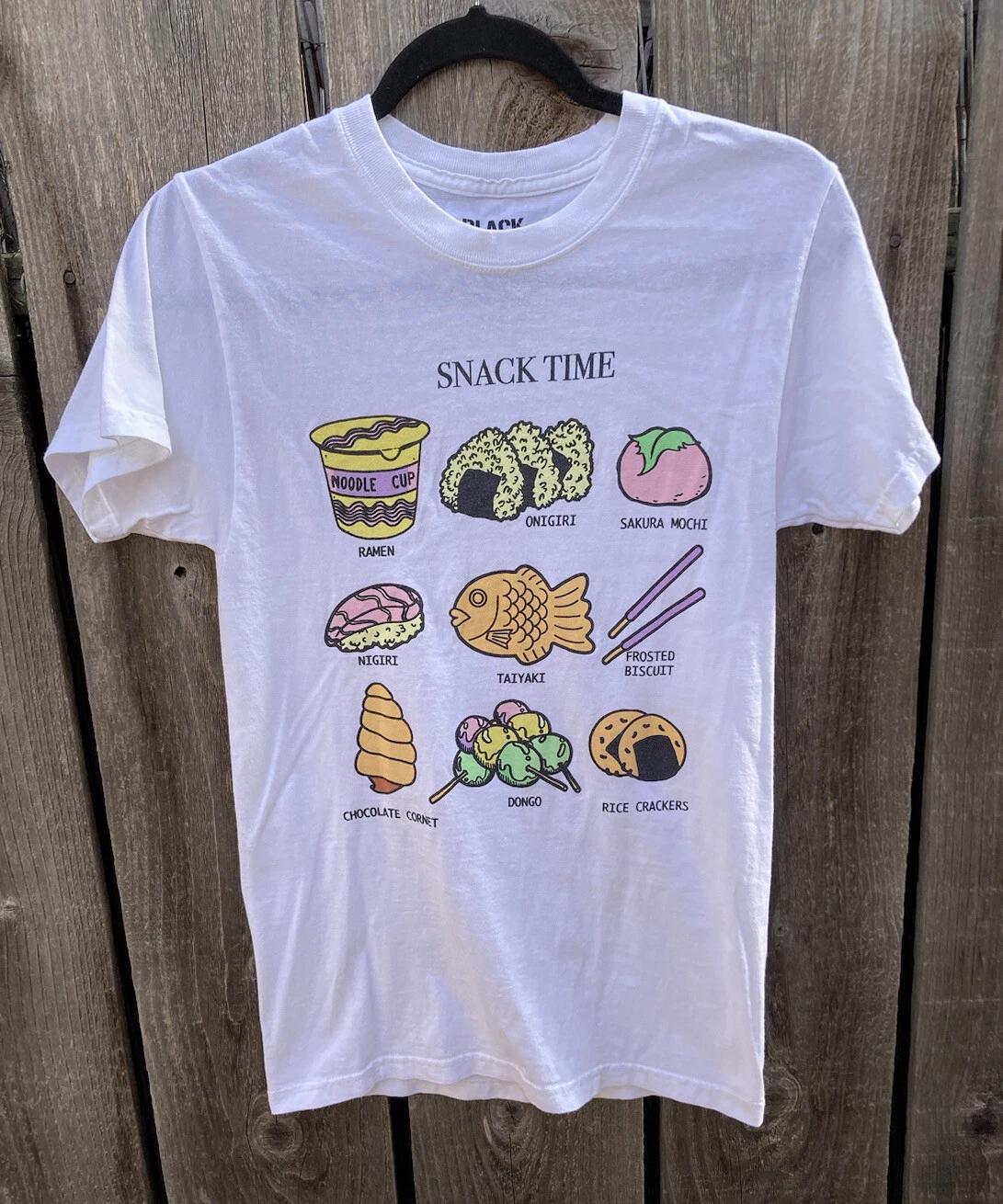 

Women s Black Matter T-Shirt Snack Time White S Crew Cotton Funny Cartoon Topic M