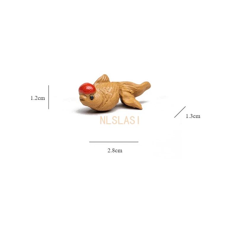 

1 PCS Good luck at the forefront Purple Clay Mini Goldfish Tea Pet Creative handmade tea toys Kung Fu tea tray accessories