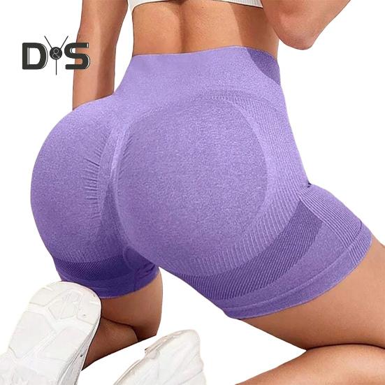 

Шорты для йоги Slim Fit, высокая эластичность, утягивающий живот, бесшовные, быстросохнущие, не пропускающие воздух, приподнятые ягодицы, мягкие, с высокой талией, спортивные шорты для бега M фиолетовый