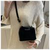 Retro Faux Leather Small Square Shoulder Bag Lock Closure Handbag for Women