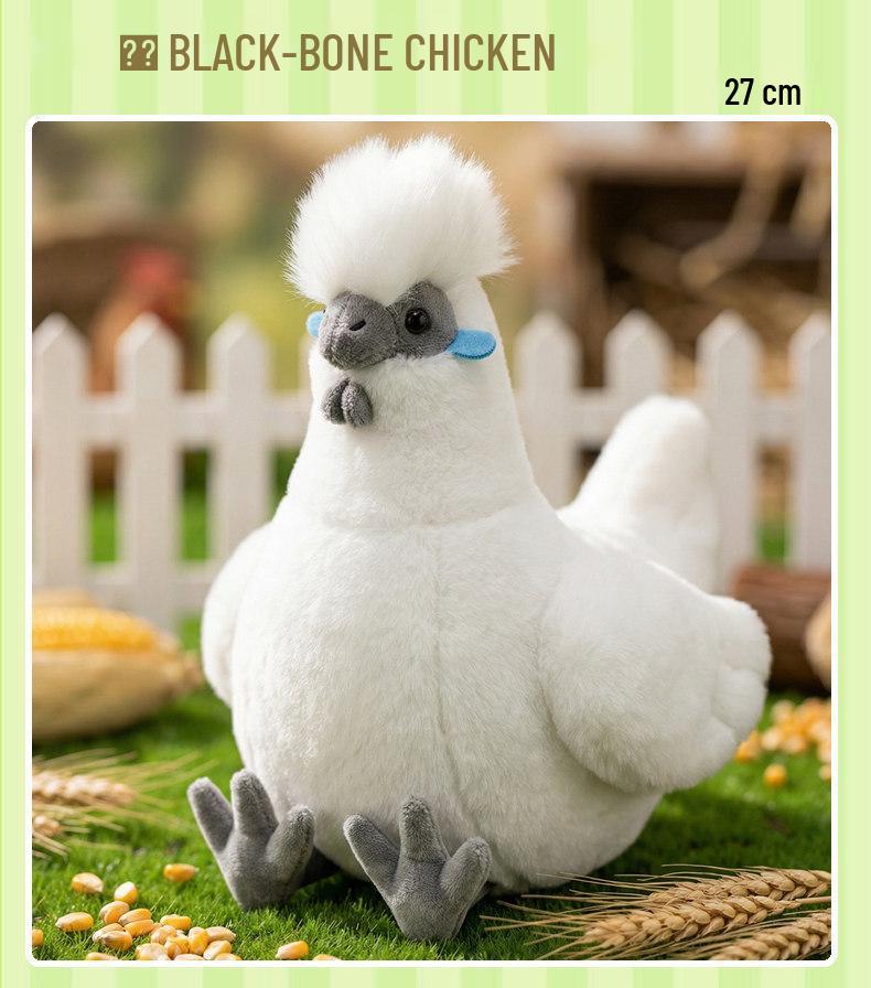 Wuji White Chicken Plush Toy - Reed Flower Rooster Hen Doll Pillow Prop