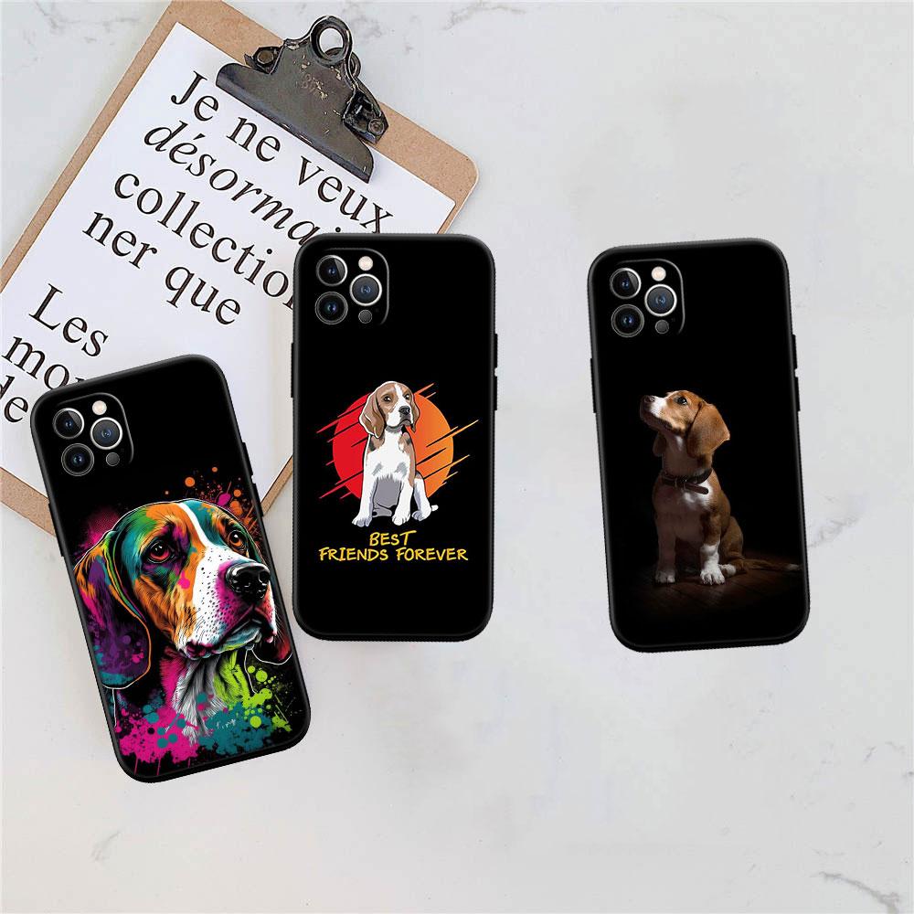 CJ16 Beagle Dog Soft Shell Phone Case for iPhone 16 15 14 13 12 Pro Max Plus Mini