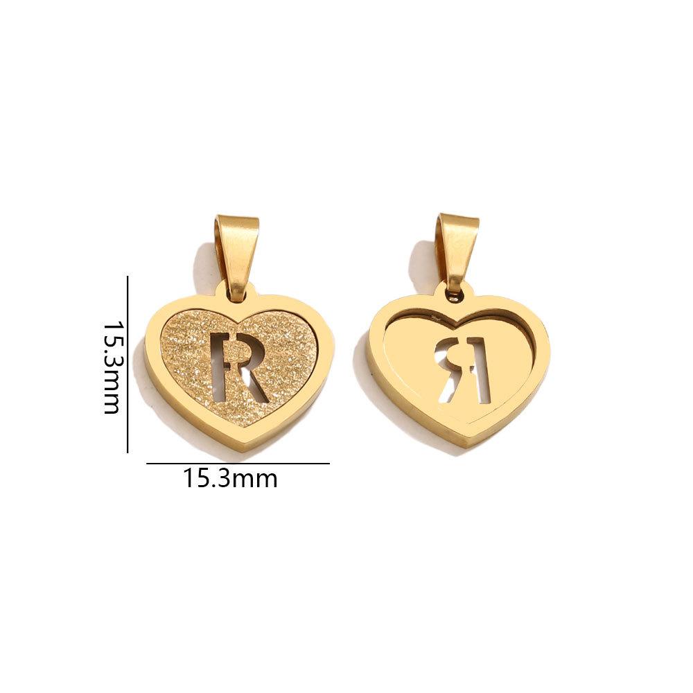 5Pcs/Bag Stainless Steel Gold-plated Heart Letter Pendant DIY Accessory Fashionable Versatile Letter Necklace Pendant