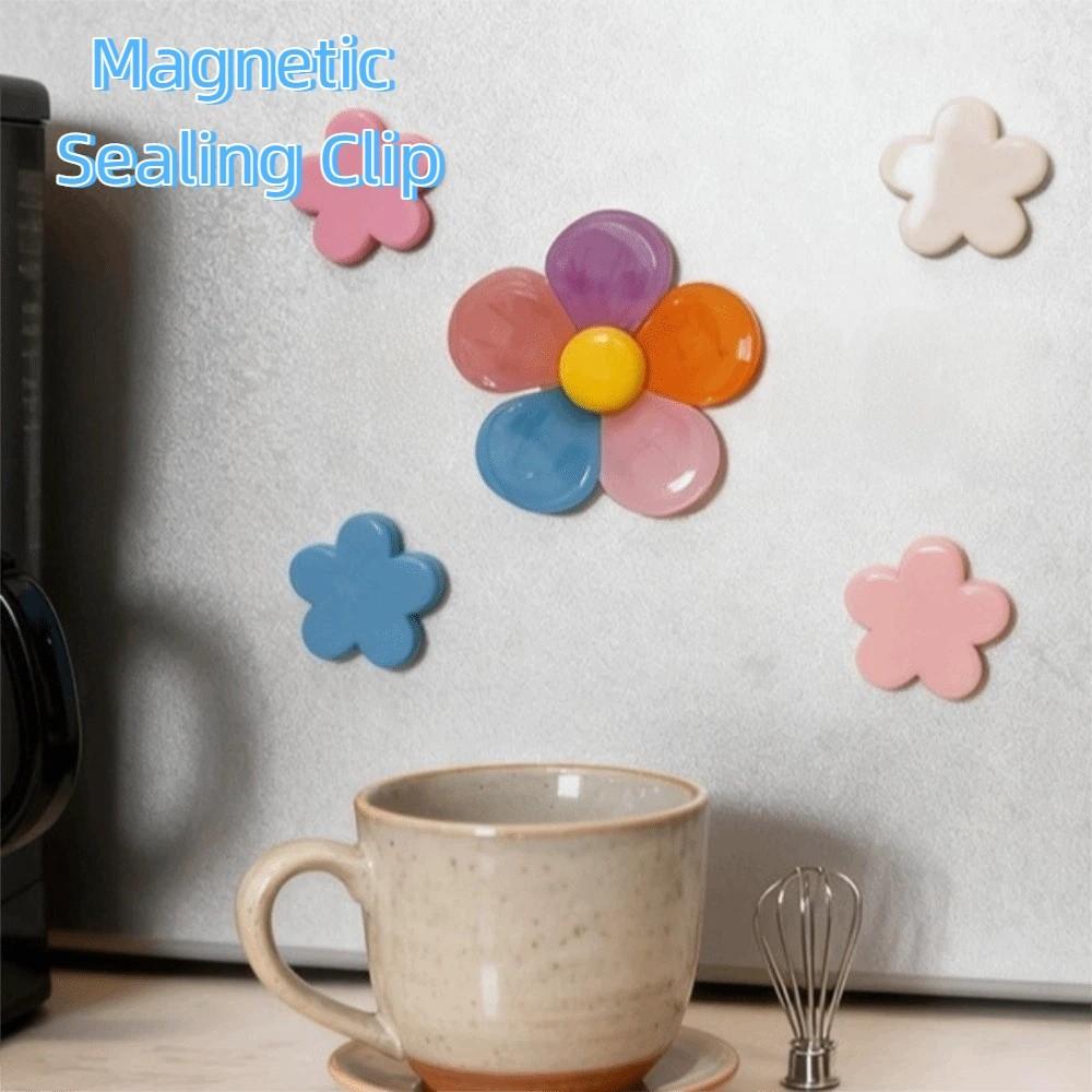 Flower Shape Refrigerator Magnet Moisture-Proof Bag Sealing Clip Magnetic Sealing Clip  Office