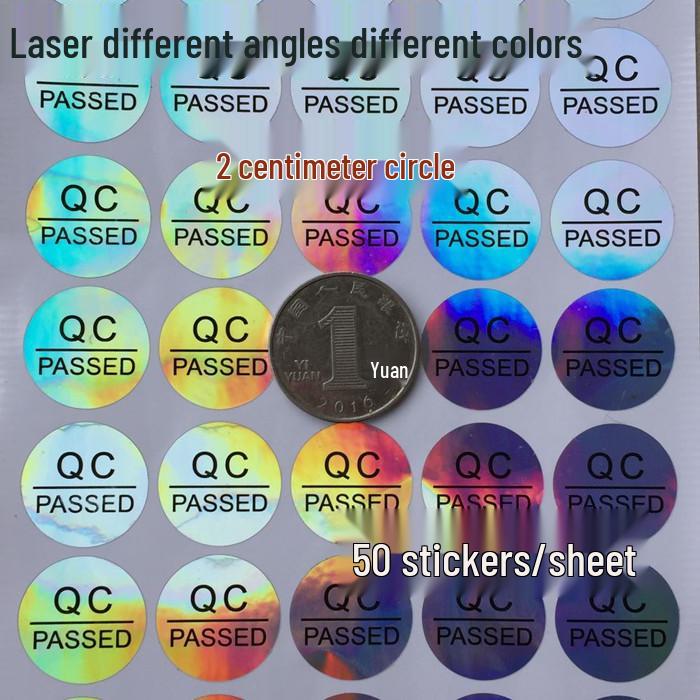 20mm Round Waterproof Laser QC Inspection Self-Adhesive Stickers