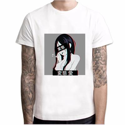 T-shirt Erkekler Lewd Hentai Japon Otaku Seksi Moda Tees Tops StreetWear Tumblr Estetik T