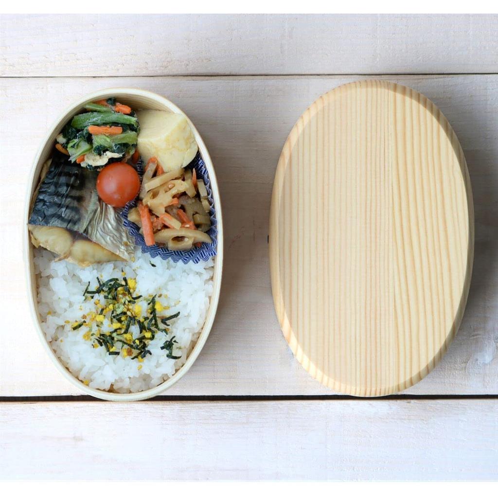 Bento X X Artisan Made In Current Model J-kitchens Small, Oval, Single-Tier Box, 17.5 11.3 6.3 Cm, Finish, Natural, Japan,