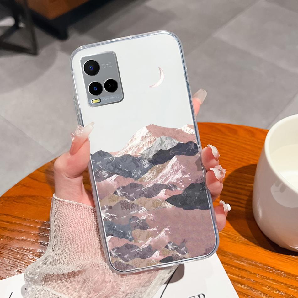 For Vivo Y21 Y21S Y21T Y21A Y21E Y21G Phone Case Painted Flowers Soft Clear TPU Silicone Funda For Vivo Y 21 Lightweight Bumper