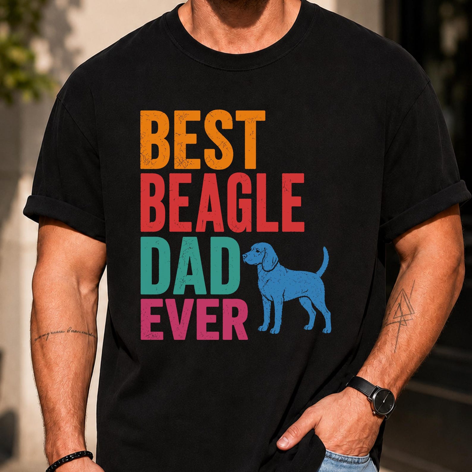 Best Beagle Dad Ever Shirt, Funny Beagle Dog Dad T-Shirt, Beagle Owner Gift, Father’s Day Gift for Dog Lover XL