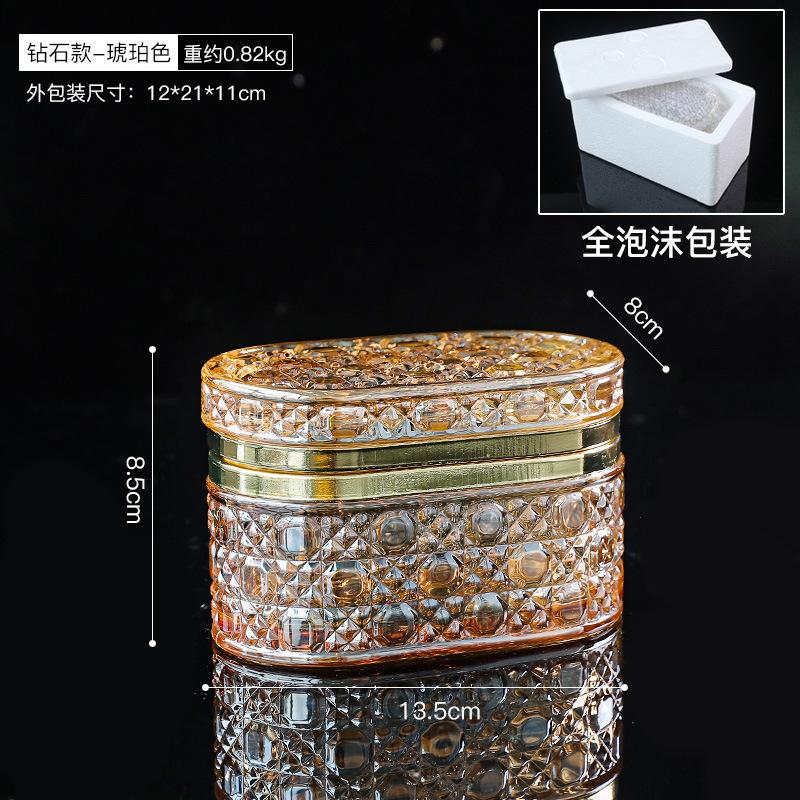 Nordic Minimalist Embossed Glass Jewelry Box Home Decor for Bedroom Dressing Table Desktop Storage Box & Decorative Ornament