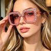 Retro Crystal Diamond Sunglasses Oversized Big Square Sunglasses Unisex European American Fashion Rhinestone Eyewear Glasses