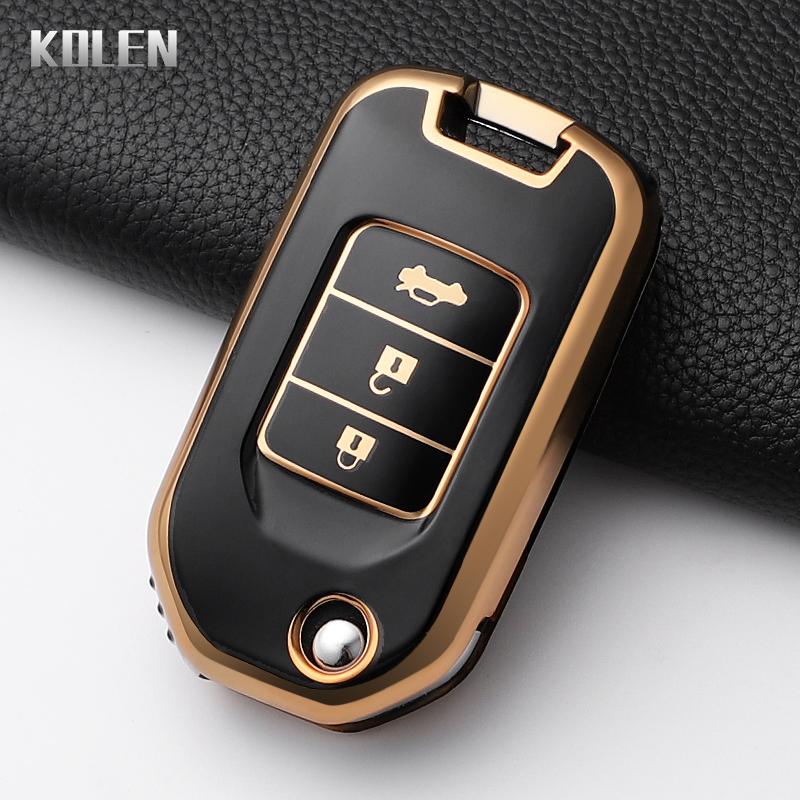 Fashion Tpu Car Folding Key Case Cover For Honda Civic Cr-V Hr-V Agreement Jade Crider Odyssey Protected Keychain Fob Shell Bag