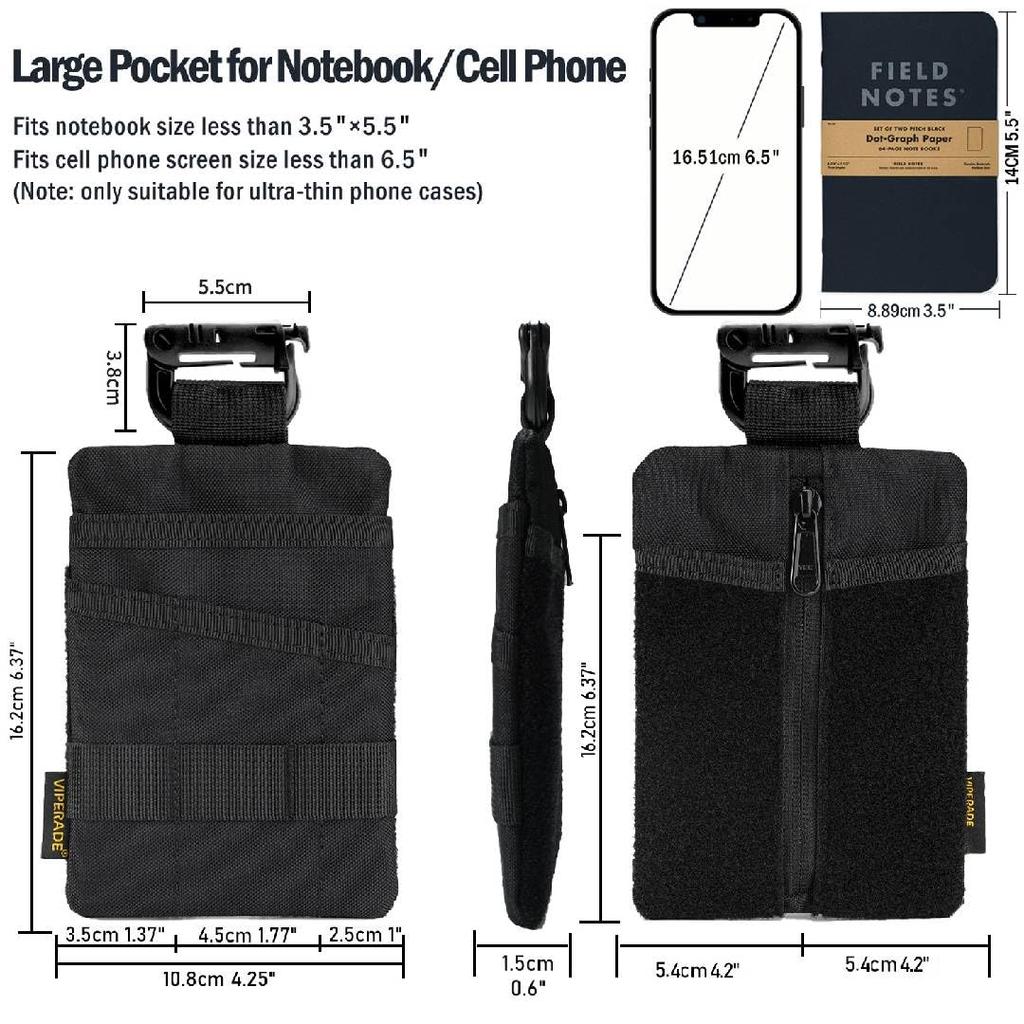 VIPERADE VE25 EDC EDC Pocket Organizer with DIY 7 Pocket EDC Organizer for Everyday Carry Velcro Multi Tool Pouch EDC Pocket Pouch for EDC Gear Pouch,