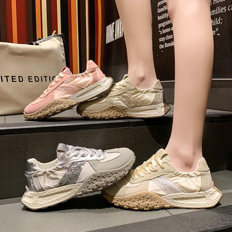 Silberne deutsche Trainingsschuhe Damen Sommer neu dicksohlige ausländischer Stil lässig Explosion vielseitig atmungsaktiv Sport Forrest Gump Schuhe