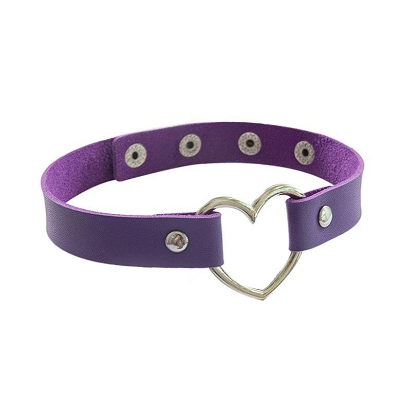 Black Multi Color Punk Collar Necklace Sexy Pu Leather Heart Lock Key Spike Choker For Women Gothic Cosplay Party Jewelry