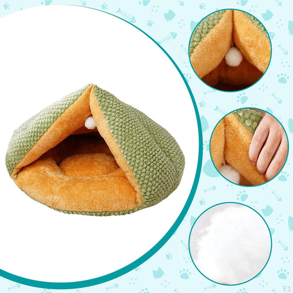 Pet Cave Bed Cat Portable Winter Warm Cozy Thicken Puppy Kennel for Indoor Cats Accessories
