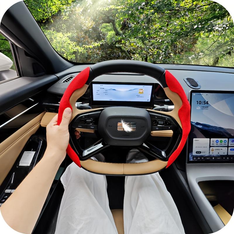 Ultratenký pot pohlcující PU kožený potah volantu - Protiskluzový, Celoroční použití, Ochrana proti potu, Stylový interiér, Hladká textura, Protiskluzový úchop