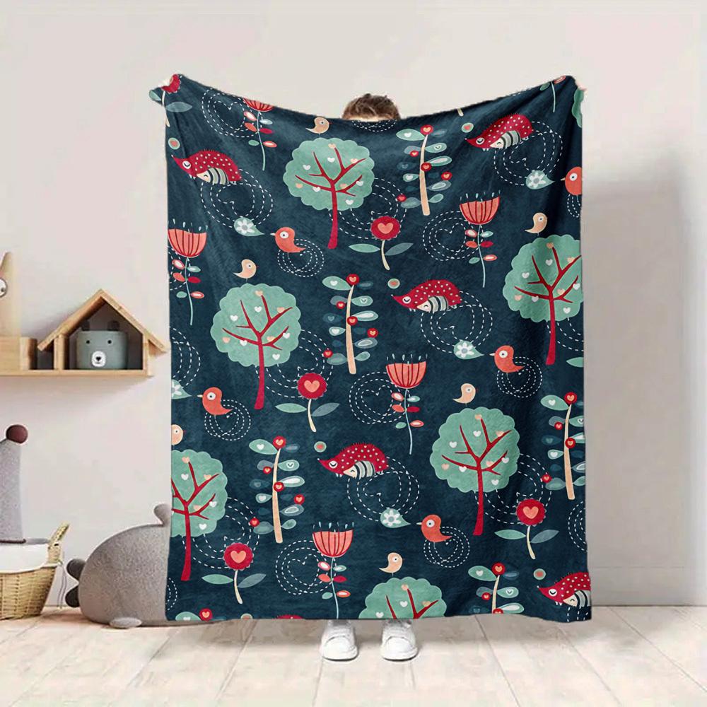 1pc Forest Creatures Lightweight Flannel Blanket, Comfortable and Warm Blanket, for Office and Camping Sofa Bed, Livingroom127