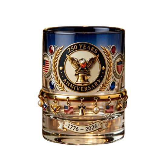 250. Jubiläum Whiskey Karaffe Glas Spirituosenflasche Patriotisches Andenken zum Unabhängigkeitstag Klassisches Geschenk für Sammler Veteranen Geschichtsinteressierte