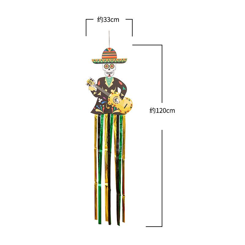 1.3m Mexico Day of the Dead Porch Sign Halloween Party Outdoor Decor Skeleton Ghost Couple Bride Groom Patio Door Hanging Flag