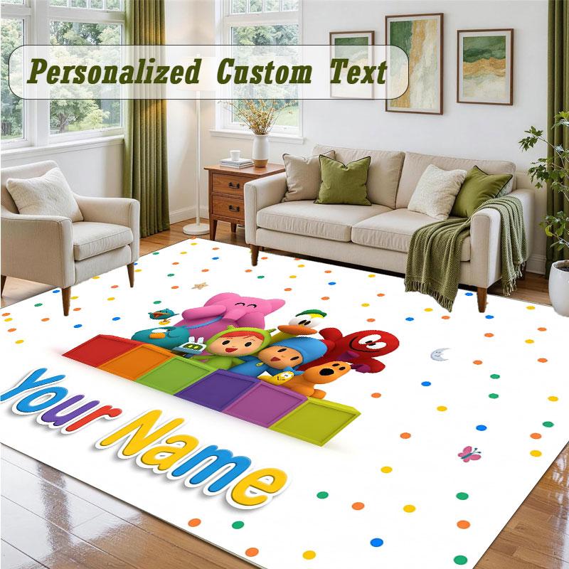 Crystal Velvet Square Rug Custom NamePocoyó Pattern Non Slip Home Floor Decor Rug