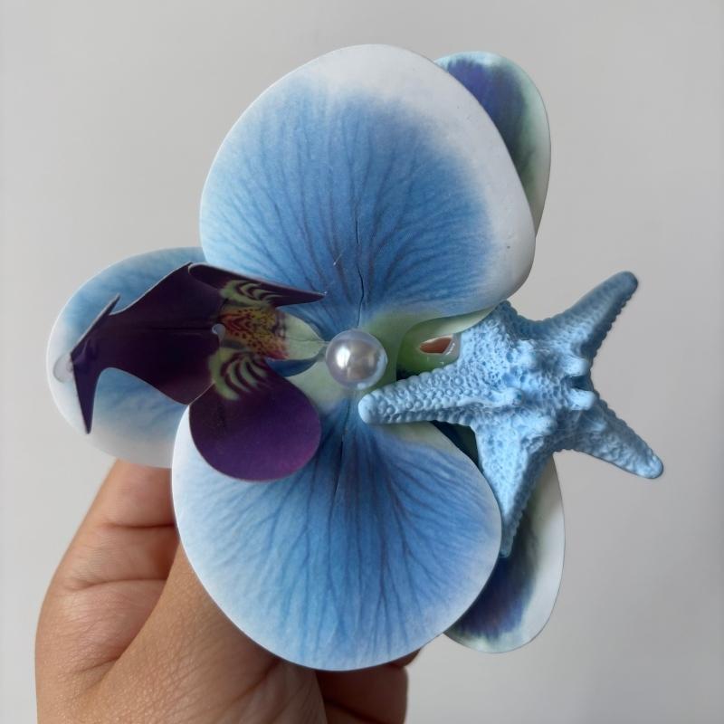 

Romantic Phalaenopsis Starfish Hair Clips Female Korean Summer Beach Resort Duckbill Clip Hair Accessories