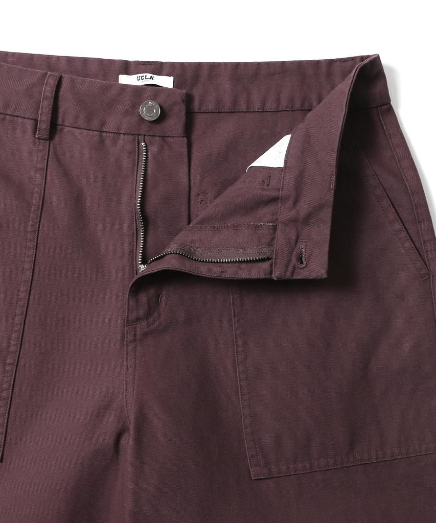 UCLA Unisex Retro Preppy Woven Wide Work Pants [Dk-Brown](Ub9Lp21)