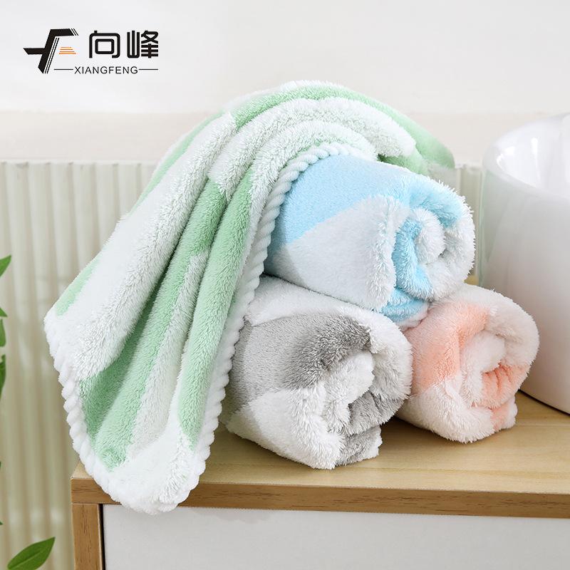 Towel New coral fleece jacquard chain geometric household soft absorbent face wash face towel face towel