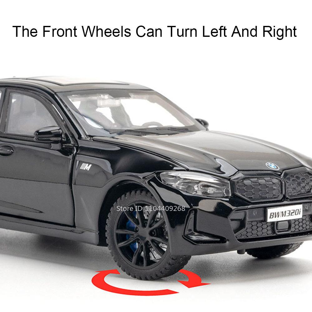 Scale 1:32 320i XM Car Model Toy Pull Back Sound Light Doors Opened High Simulation Miniature Models Educational Toys Gifts