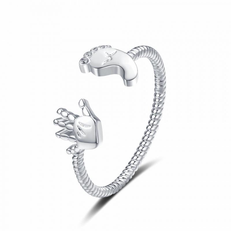 2024 Персонализированное женское регулируемое кольцо-отпечаток ноги и ладони - Милый, креативный и простой дизайн Adjustable платиновый