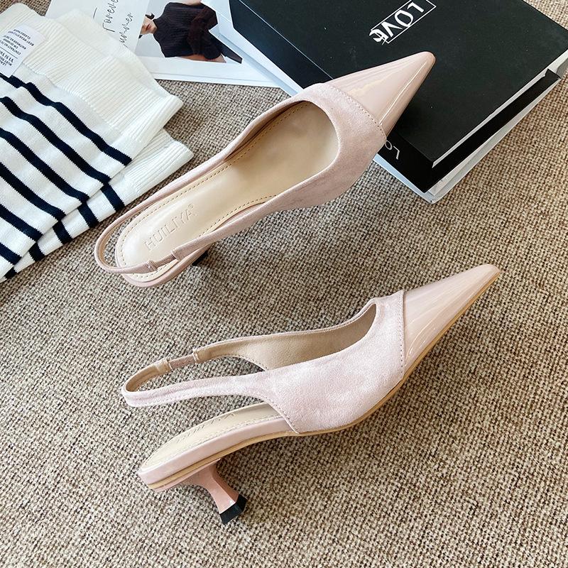 

F8688-17 остроносые туфли на высоком каблуке с сумкой на носке, сандалии, туфельки феи, новинка 2025, весна и лето, французский темперамент, одинарные туфли 39 розовый