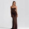 Neues europäisches und amerikanisches Mode-Schlauchtop mit einfarbigem Design, taillenbetontes Kleid, Hüftkleid