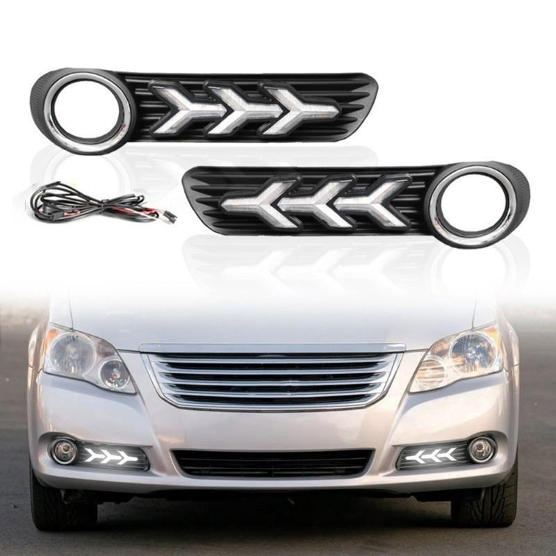 For Toyota Avalon 2008-2010 LED Daytime Running Lights DRL Fog Lamps Turn Signal Light Accessories чёрный