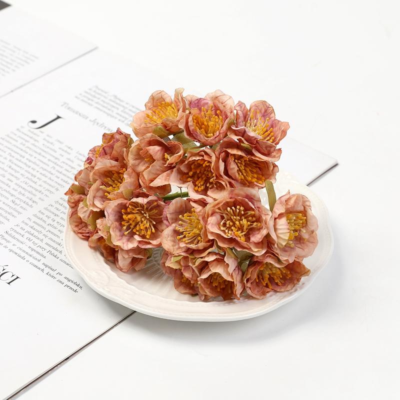 6PCs Artificial Flowers 11cm Silk Fake Flowers Bouquet for Home Room Dceor Wedding Marriage Decoration DIY Craft Gifts Accessory