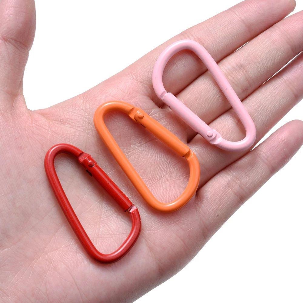 DIY Making Jewelry Safety Buckle Metal Camping Carabiner Hook Key Ring D Carabiner Keychain Clip