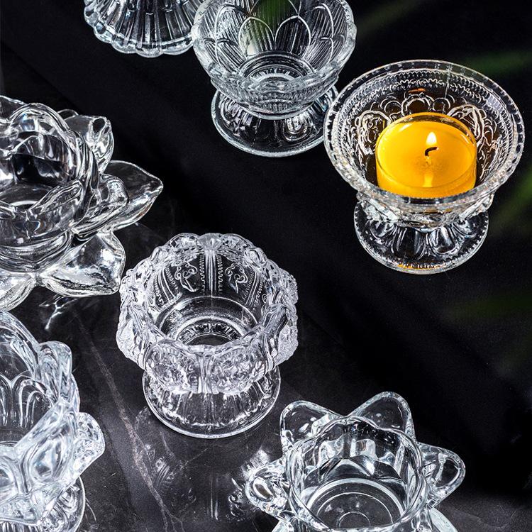 Crystal Lotus Candle Holder for Ghee Buddha Lamp