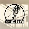 Retro Music Studio Metal Wall Decor, Personalized Microphone Name Plate, Musician Gift, Singer Present, Recording Studio Art