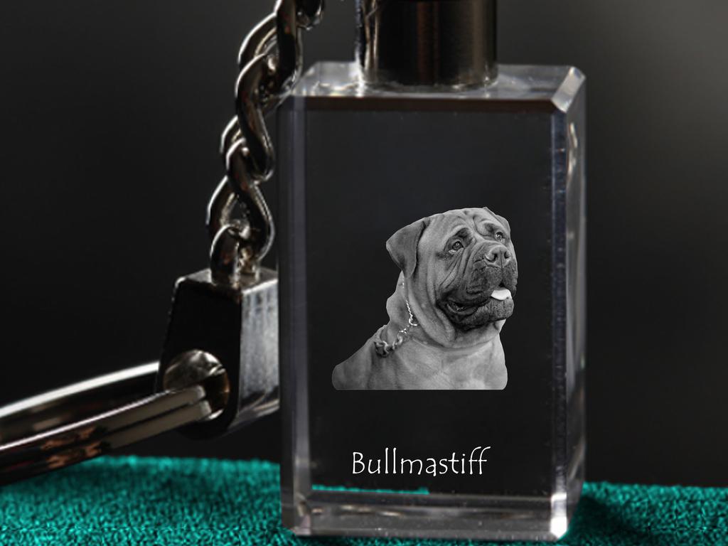 Bullmastiff - Crystal Key Ring with Dog Photo, Illuminated Key Ring, Unique Gift by Art-Dog Brand