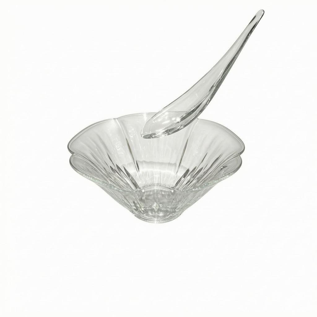 lobedRim Glass Serving Bowl Transparent for Buffet