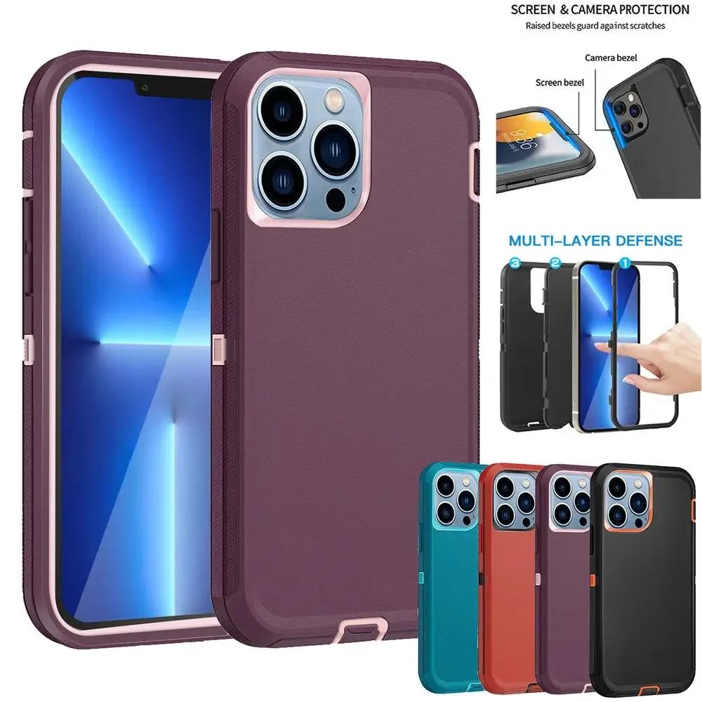 3IN1 For iPhone 15 11 12 13 14 Pro Max XR XS XSMAX X 12/13MINI SE 6 6S 7 8 Plus Heavy Duty Shockproof Armor Phone Case Cover