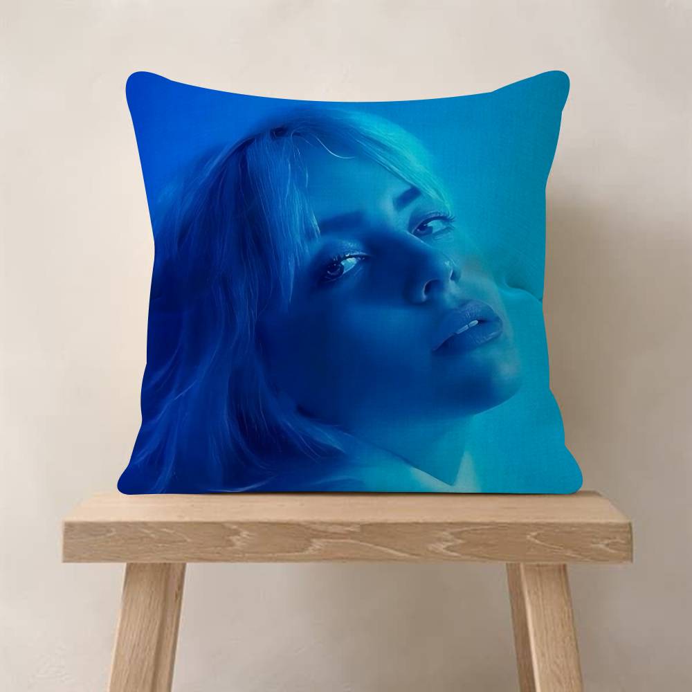 Singer B-Billie-Girl E-eilish Pillow Cushion Cover Pillowcase Living Room Sofa Home Decor Customized