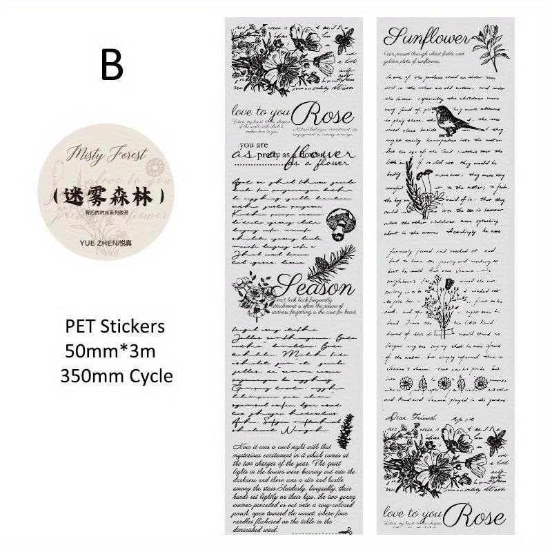 Journamm 50mm*3m Vintage Buchstaben PET Tapes DIY Scrapbooking Planer Deko Junk Journal Wasserdicht Collage Schreibwaren Tapes