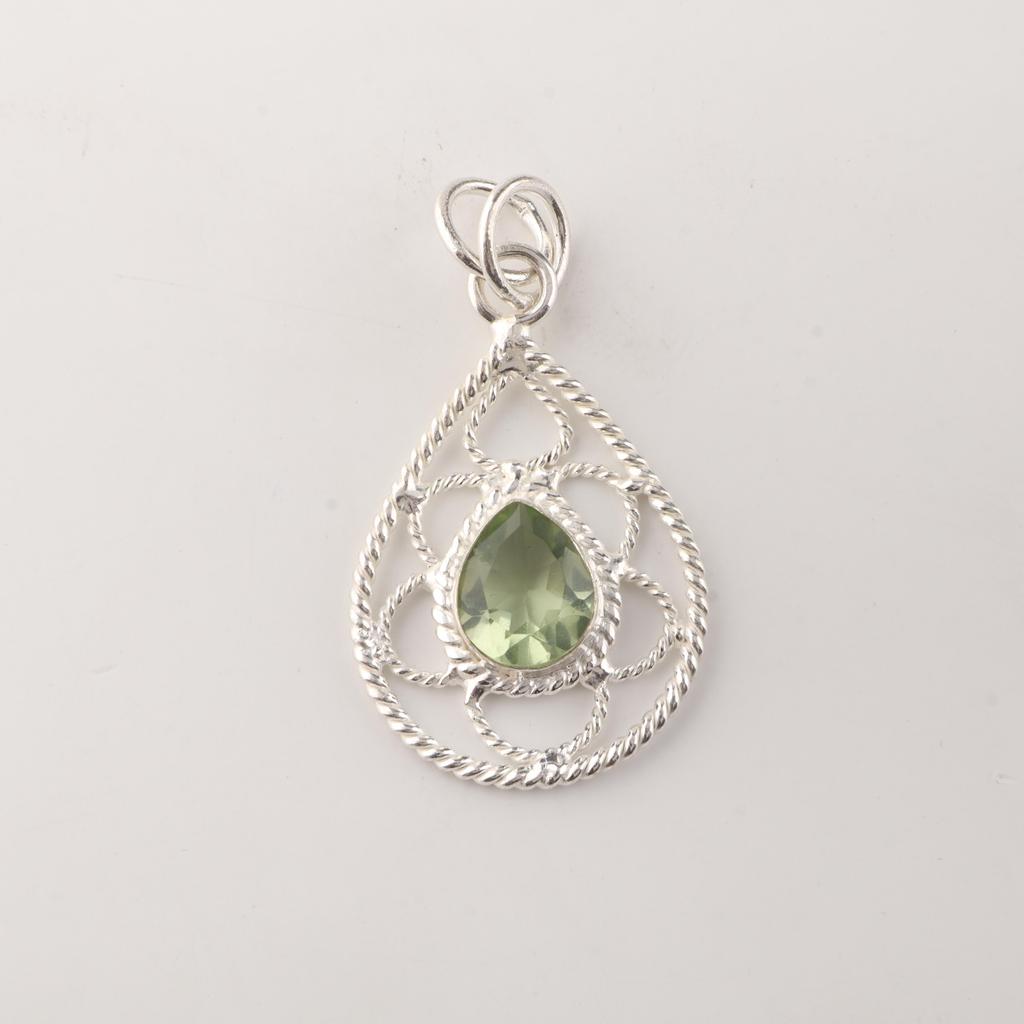Green Amethyst Gemstone 925 Sterling Silver Jewelry Pretty Pendant 1.40" For Birthday Gift PP-19-47