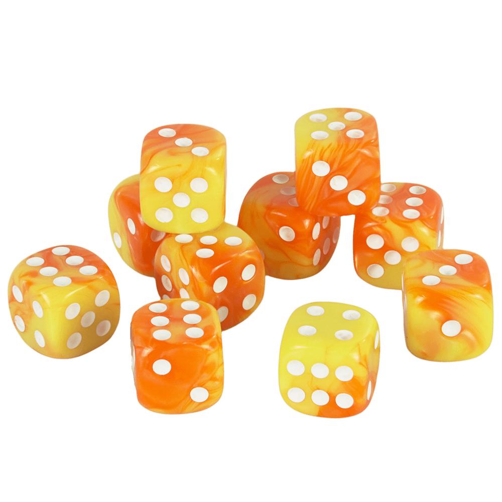Premium Quality Round Dot D6 Dice Set for Table Board Gaming - 12mm Mixed Color, Pack of 10