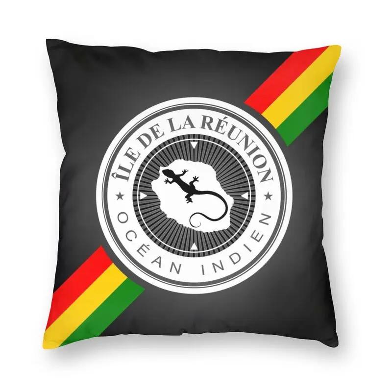 974 Reunion Island Flag Square Throw Pillow Case Home Decor Polyester Print Ile De La Reunion Cushion Cover for Living Room Sofa