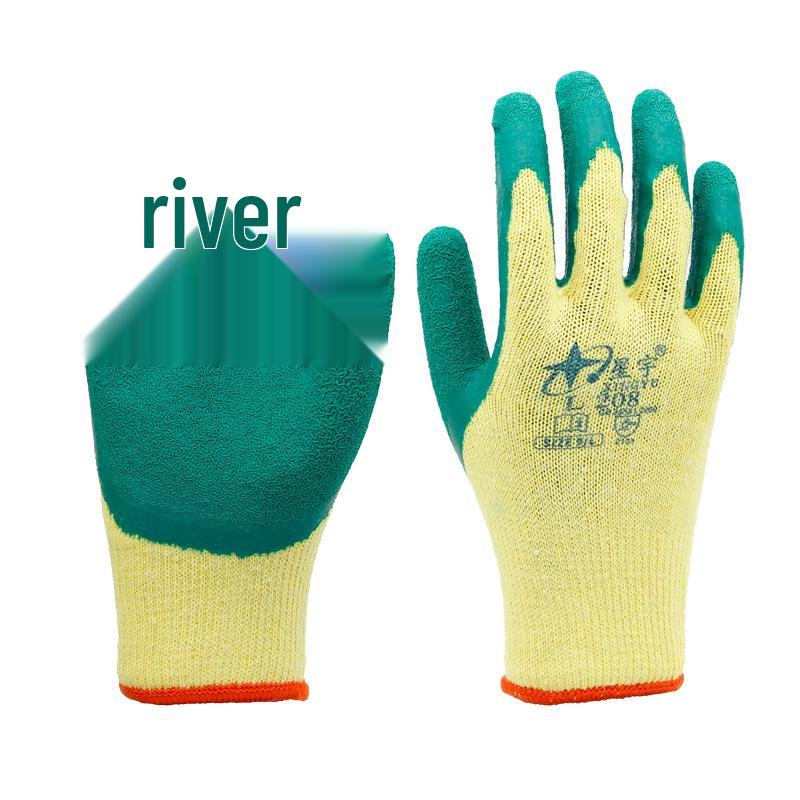Xingyu L208 Anti-Slip Puncture-Resistant Latex Work Gloves Xingyu L208 Yellow Thread Green Gloves