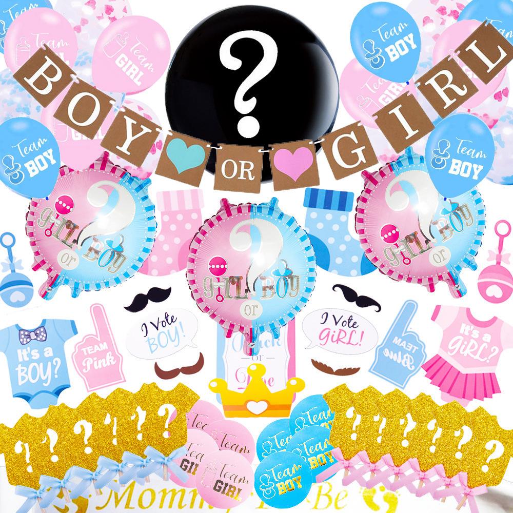 

Синие и розовые латексные наклейки на воздушные шары, реквизит для фотосессии для мальчика или девочки, набор украшений для вечеринки, раскрывающий пол 2