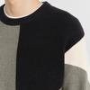 High-end Contrasting Color Splicing Crew Neck Sweater for Men In Autumn and Winter Slightly Loose Lazy Style Sweater Thick Sweater
