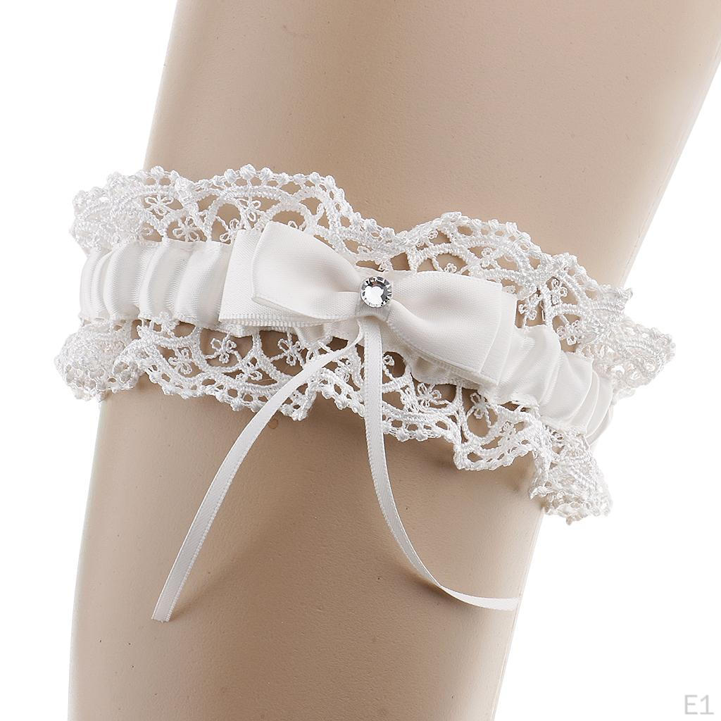 Mode zarte beige Spitze Blumen Kristall Schleife Hochzeit Strumpfband Geschenk Braut Brautjungfer Kostüm Prop