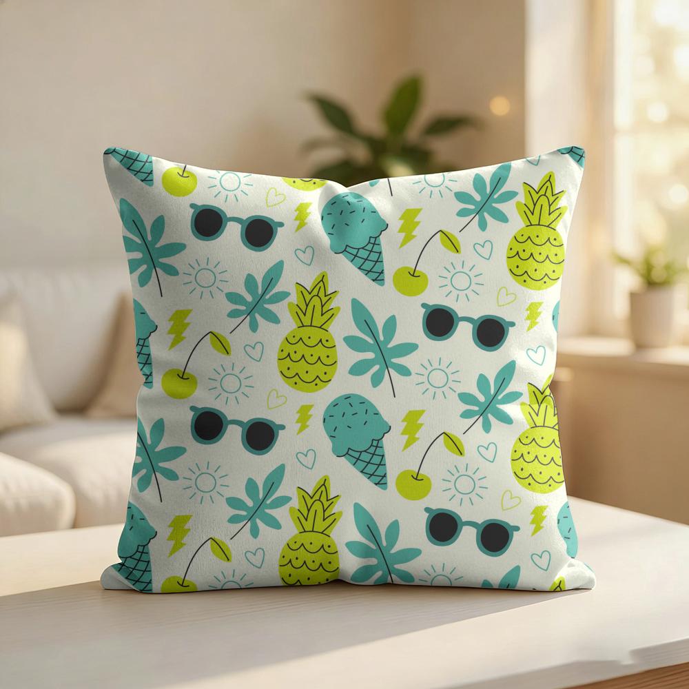 Pineapple Pattern Cushion Cover Silky Short Plush Invisible Zipper Dustproof Sofa Pillow Case For Home Decor